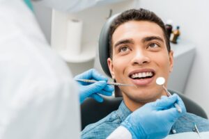 a young man at the dentist