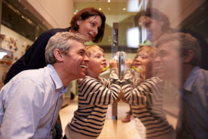 Cosmetic dentistry patient at the museum with family